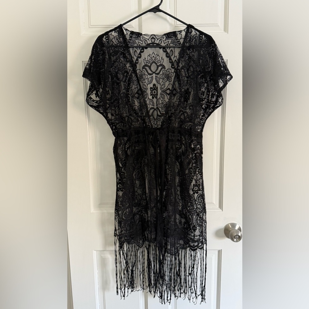 Black Lace Kimono Cover-Up